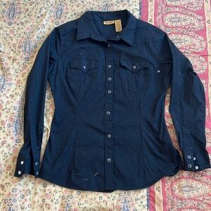 Women’s wrangler black button-down shirt cotton size medium